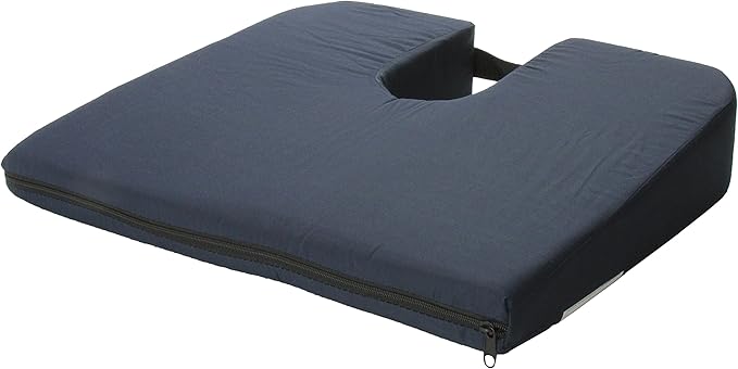 DMI Gradual Slope Seat Cushion for Coccyx, Sciatica and Tailbone Pain Used with Dining Room Chairs, Desk Chairs, Car Seats or Wheelchair Cushions, Machine Washable-Cover, 15 Inch, Navy (Pack of 2)