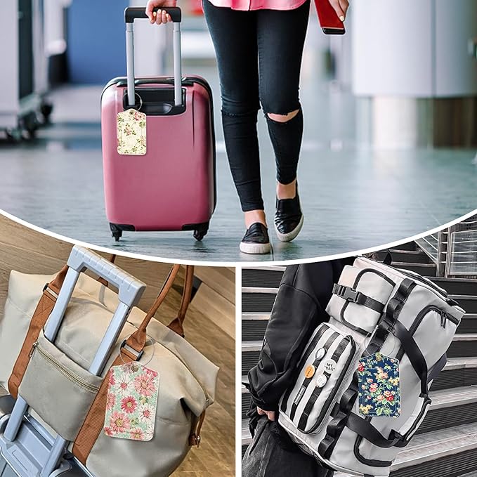 Fishent Luggage Tag, 3 Pack Travel Cruise Luggage Tags for Suitcases, Cute Suitcase Tags Identifiers Bag Tags with Privacy Flap, Baggage Name Tag for Women Men Luggage Backpack Handbag School Bag