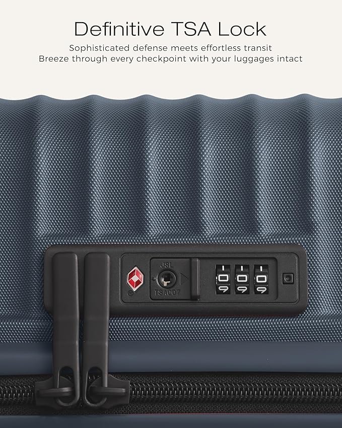 Coolife Luggage Suitcases Hardside Lightweight: Durable PC Expandable Travel 3 Piece Set with Dual Spinner Wheels & TSA Lock, 20/24/28 (20" Expandable) (Navy, 3-Piece Set (20/24/28))