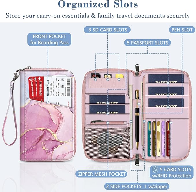 Fintie Family Passport Holder Wallet, RFID Blocking Travel Document Organizer Clutch Bag Credit Cards Case Cover for Women Men