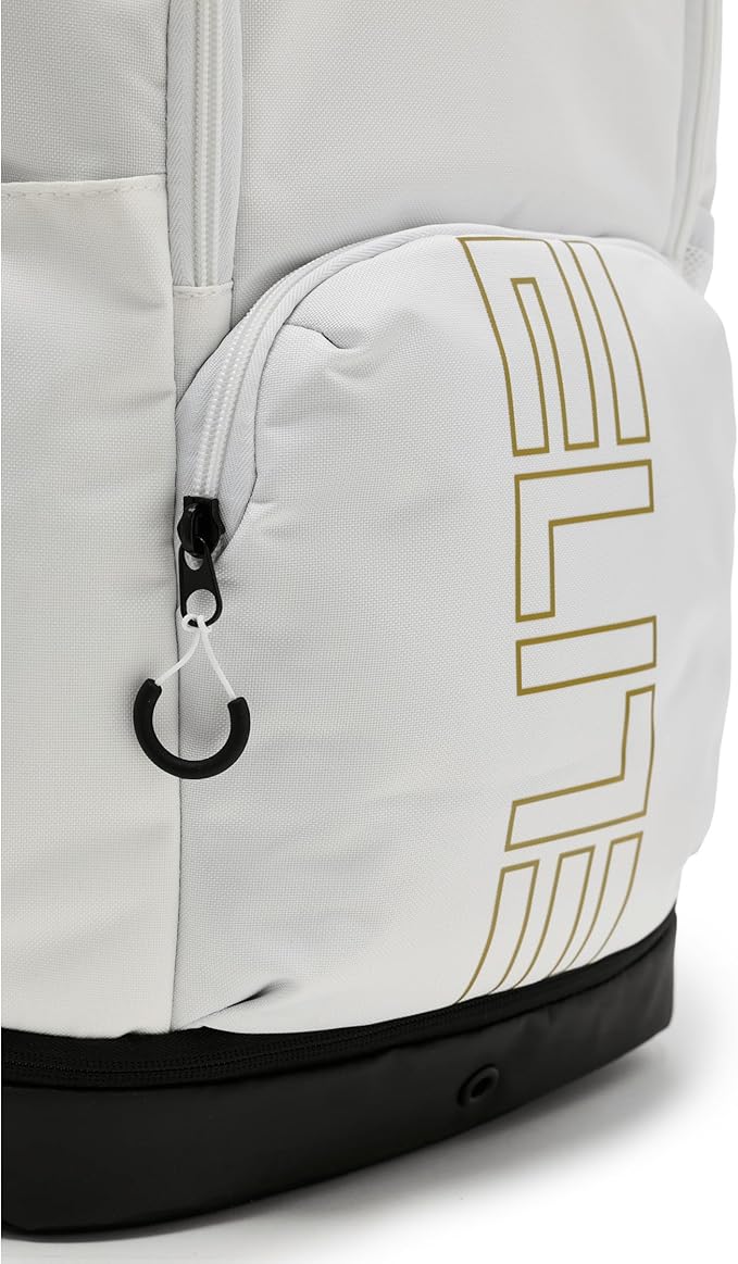 Nike, Unisex, Varsity Elite Backpack (32L), White/Black/Metallic Gold, One Size