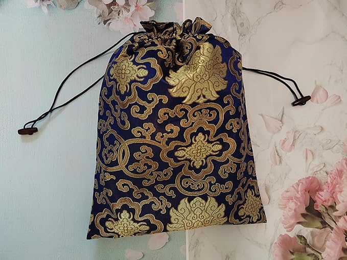 Ouyatoyu 3pcs Embroidered Silk Flower Design Jacquard Travel Bag, Laundry Bags Shoe Bags, Lingerie Bags Underwear Bags for Travel Storage for Men Women Washable Cloth Shoe Bags