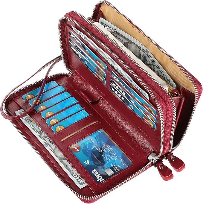 Lavemi Small Compact Women Wallet RFID Blocking Genuine Leather Bifold Purse with ID Windows