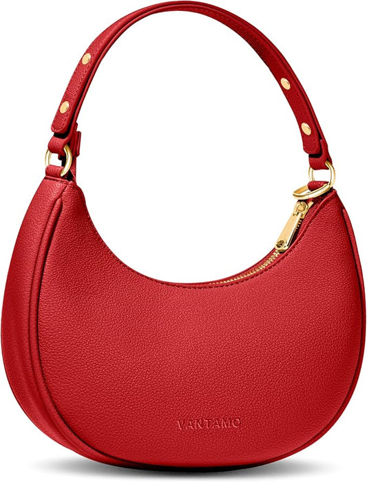 Vantamo Crescent Bags For Women with RFID Protection, Half Moon Clutch Purses for Women with Anti-Theft Clip for Extra Safety