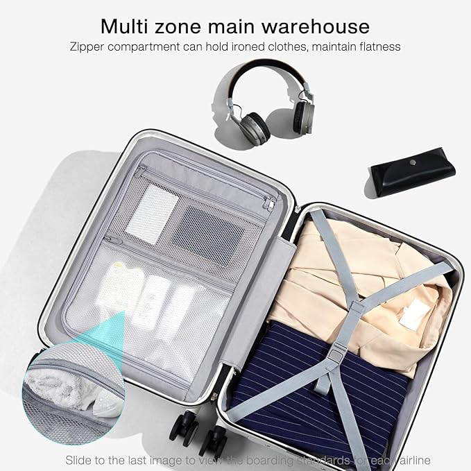 Hanke Grace Expandable Carry On Luggage with Wheels Airline Approved Hard Shell Suitcases with Front Pocket，Top Opening Luggage with TSA Lock for Short Business Travel, Blackish Green.