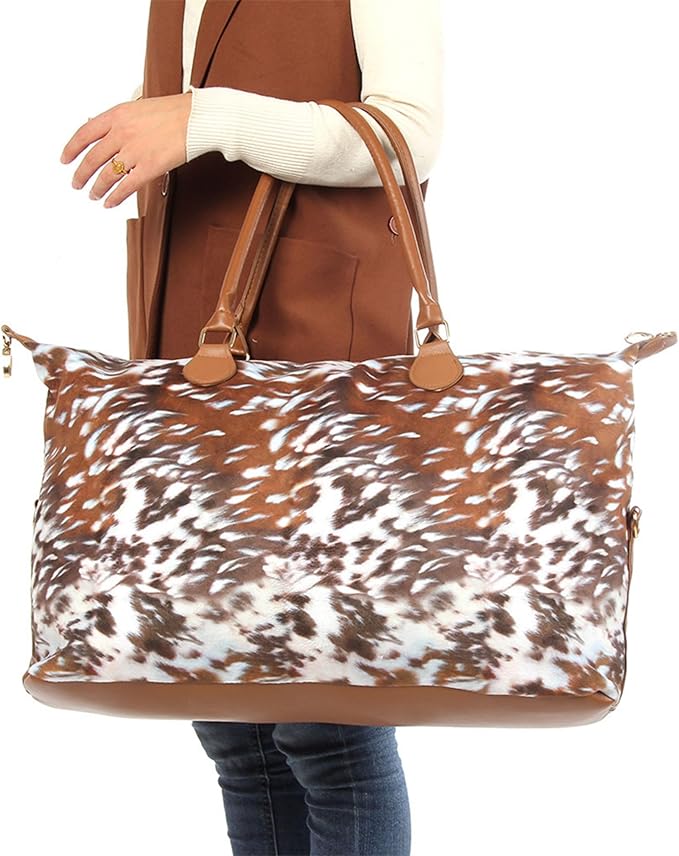 Weekender Bag Duffle Bag For Women Large Travel Tote Bag Overnight Weekend Bags With Shoulder Strap Cow Leopard Atzec…