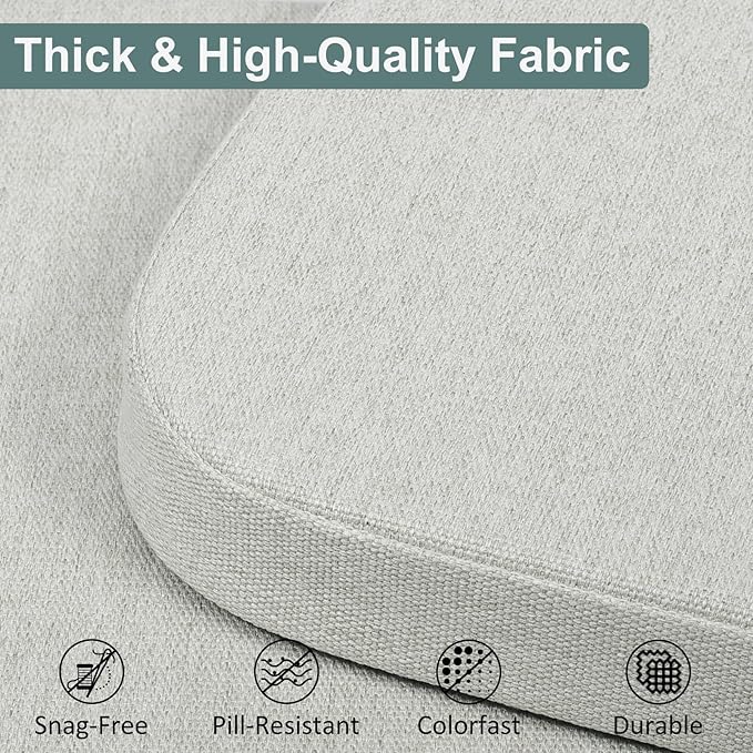 Shinnwa Dining Chair Cushions Set of 4, Patented Design Memory Foam Kitchen Chair Pads with Ties and Washable Cover, 4 Pack, 17" x 16" x 2", Off White