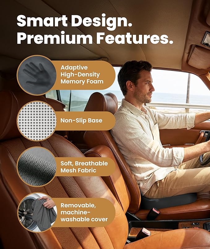 Everlasting Comfort Doctor Recommended Memory Foam Seat Cushion for Office Chairs & Car - Ergonomic Office Desk Accessories - Cushions for Tailbone Pain Relief, Sciatica (Gray, Large)