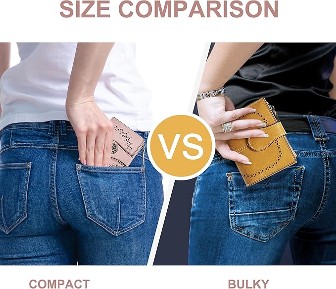 Tipmile Small Wallet for Women Bifold RFID Blocking Card Holder Leather Wallets with Zipper Coin Pocket
