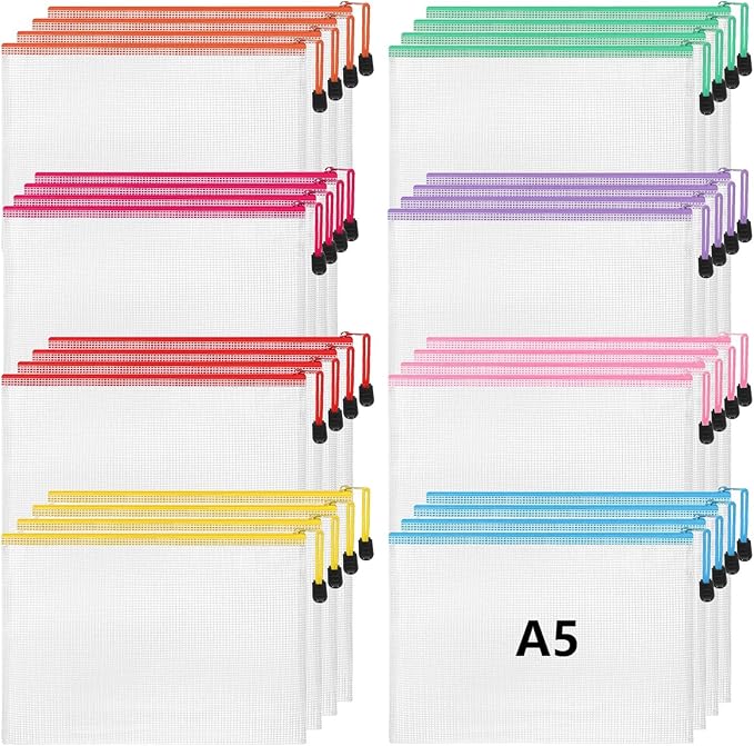 Jetec 32 Pcs Mesh Zipper Bags Toy Storage Bikini Organizer Bag Bolsas Para Guardar Trajes De Bano Waterproof Zipper Reusable Pouch Puzzle Multipurpose for Storage Office(Stylish Color,9 x 7 Inch)