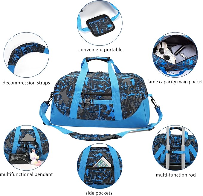 Stumdo Kids Overnighter Duffel Bags for kids, Carry-On Size & Ideal for School Practice or Overnight Travel Weekender Tote for Travel Gym Sport bag for Boys & Girls (11tylan)