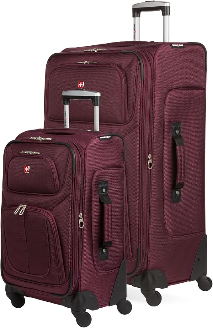 SWISSGEAR Sion Softside Expandable Spinner Luggage Durable Lightweight Travel Suitcase, Merlot, 2-Piece Set (21/29)