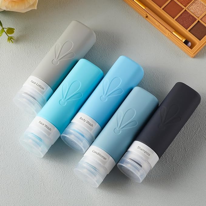 INSFIT Travel Bottles for Toiletries, TSA Approved 3oz Travel Size Toiletries, BPA Free Leak Proof Squeezable Silicone Tubes Travel Essentials for Shampoo Conditioner Lotion Soap