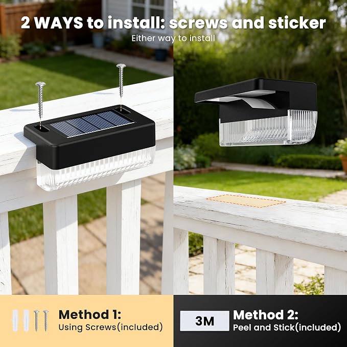 Solar Deck Lights Outdoor, Solar Step Lights Waterproof, 20 Pack Warm White | Step Lights Waterproof Outdoor for Deck, Step, Fence, Wall, Patio, Yard, Pool, Pathway and Stairs