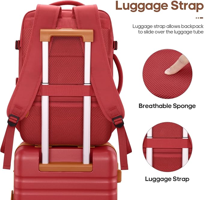 UKEIN Luggage Sets 3 Piece, PC Hardside Large Luggage 24 Inch With Spinner Wheels with TSA Lock, Carry On Suitcase Set With Travel Backpack for Men (Red, 3 piece set (24inch))