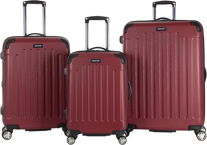 Kenneth Cole REACTION Renegade Luggage Expandable 8-Wheel Spinner Lightweight Hardside Suitcase, Scarlet Red, 3-Piece Set (20"/24"/28")