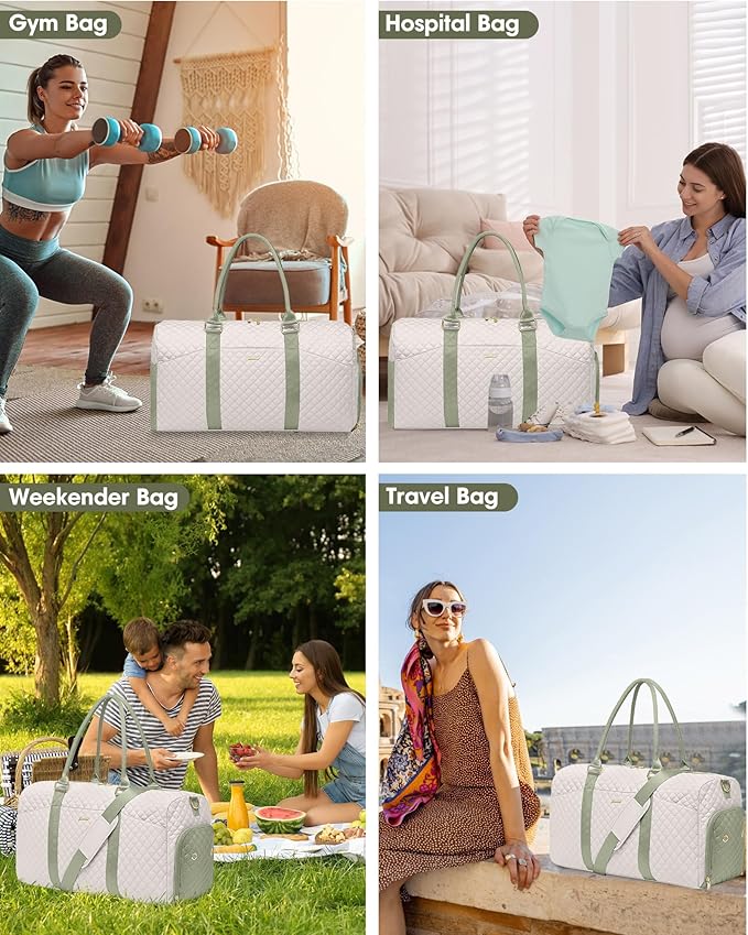 Women Weekender Travel Duffle Bag: Travel Duffel Overnight Bags with Shoe Compartment Large Carry on Tote with Toiletry Bag Weekend Traveling Yoga Gym Hospital Bag for Women with Wet Pocket