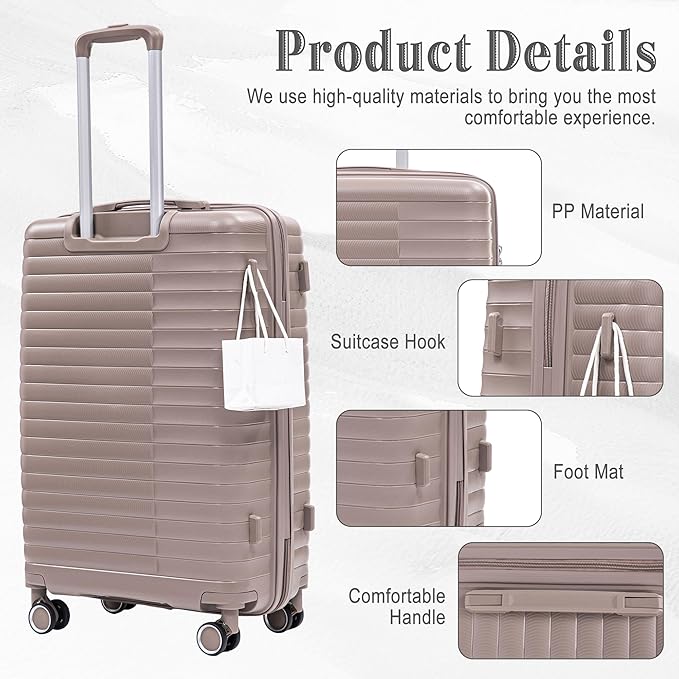 Hardside 4 Luggage Sets, Lightweight Wave Suitcase with Spinner Wheel