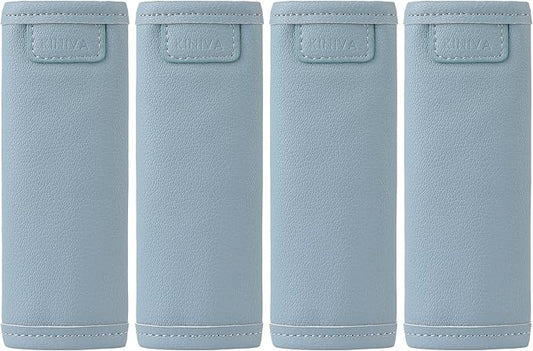 KINIVA 4 Pack Set Vegan Leather Luggage Handle Wraps, Blue, 5.7x6.1 Inch, Travel Accessory - Luggage Tags