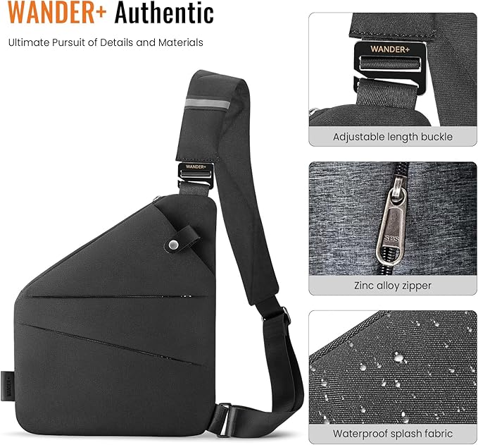 WANDER PLUS® Anti Theft Crossbody Bag, Shoulder Bag Anti-theft Design for Travel, Sport, Work