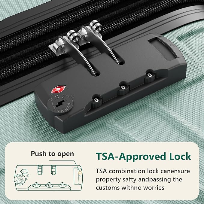 Luggage Sets 3 Piece, ABS Hardside Suitcase Set (20/24/28) with Spinner Wheels, TSA Security Lock, Airline-Approved Carry-On & Lightweight Large Checked Luggage for Business, Travel, Family Vacations