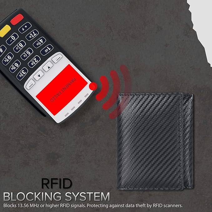 Real Leather Mens Trifold Wallet RFID Blocking Slim Minimalist Front Pocket - Thin & Stylish with ID Window in Gift Box
