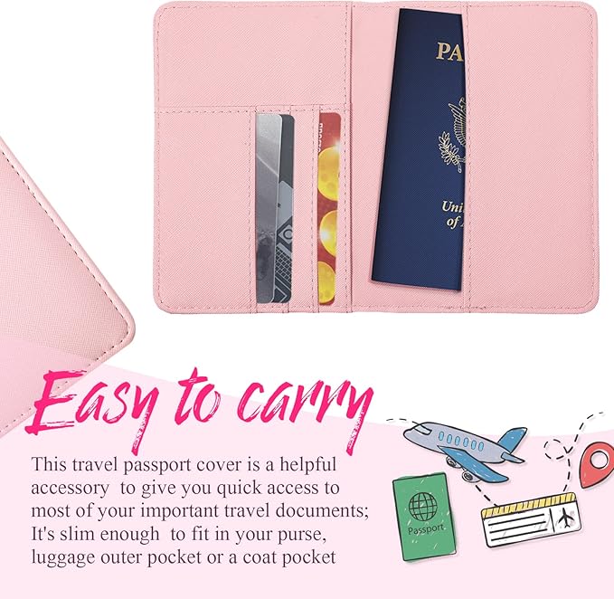 2 Pcs Passport Cover Holder for Travel Waterproof Leather Passport Wallet Case Book Travel Cruise Essentials for Women Men | 2 Pieces, Bridal, Holder, Waterproof, Holder Covers, Travel Wallet