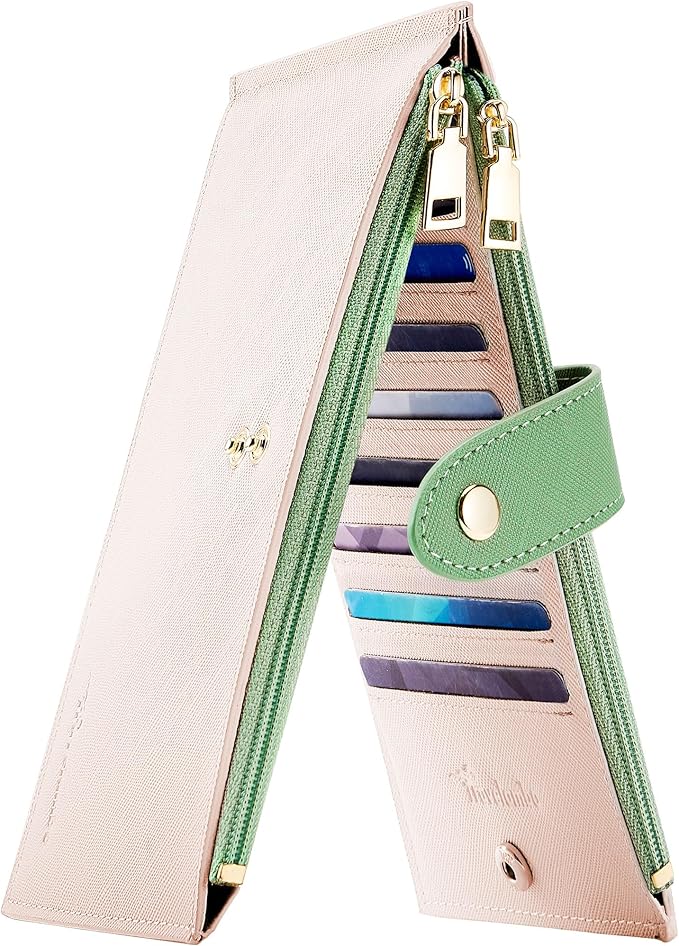 Travelambo RFID Wallet Women Bifold Multi Card Wallet Case with Zipper Pocke Credit Card Holder for Women