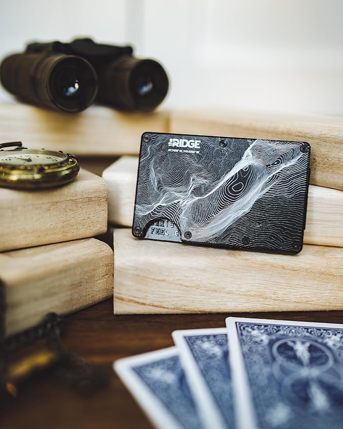 Ridge Wallet for Men - Slim Minimalist Compact Wallet and Card Holder, RFID Protected Front Pocket Wallets for Men with Integrated Cash Strap