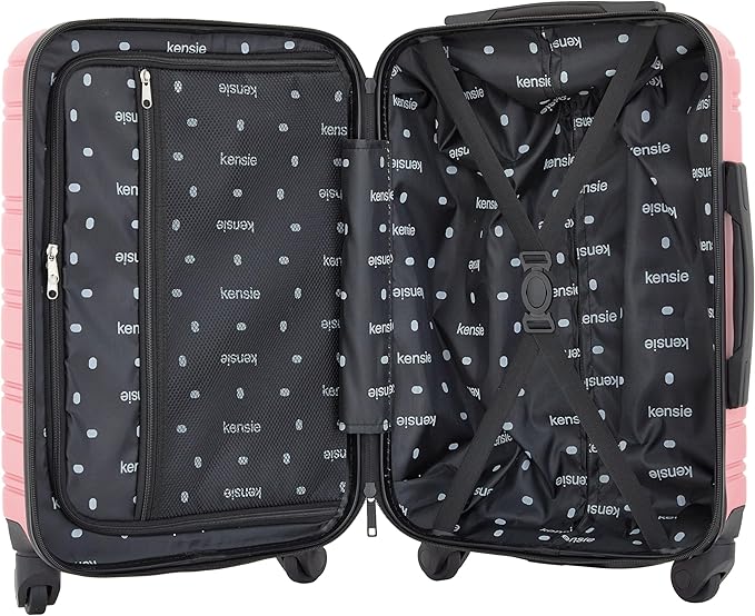 kensie 22" Peonies Hardside Carry-On Luggage with ID Tag, Flowering Ginger