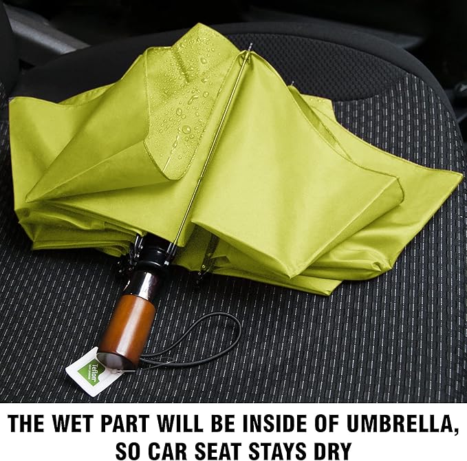 Raintrend Windproof Travel Umbrellas for Rain Automatic +10% Bigger Canopy Strong Frame Compact Folding Portable Umbrella for Women Men Backpack Purse