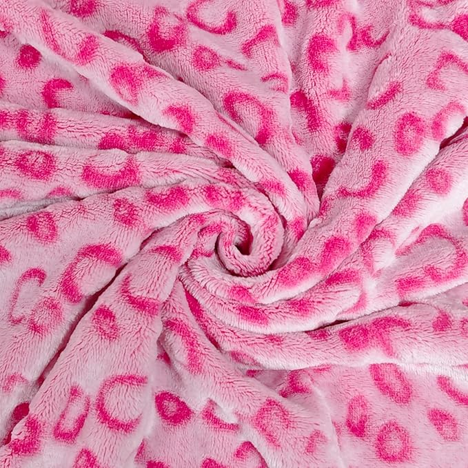 Bnuitland Pink Leopard Print Flannel Throw Blanket, 300 GSM Double Sided Fuzzy Fluffy for Bed Sofa Couch Travel, Super Soft Lightweight Cheetah Print Blanket for Adults and Kids, 50×60 inch