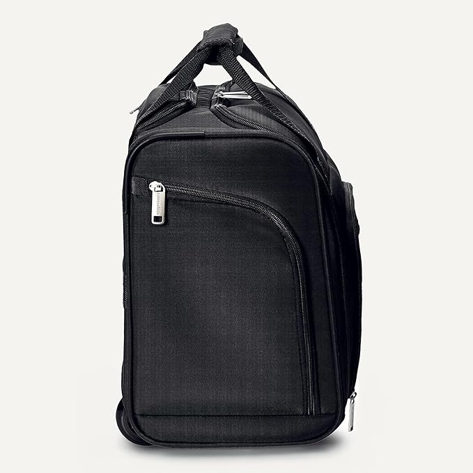 Amazon Basics Underseat Carry-On Luggage with Wheels and Handle, 14" Rolling Travel Bag, Fits Under the Seat, Black