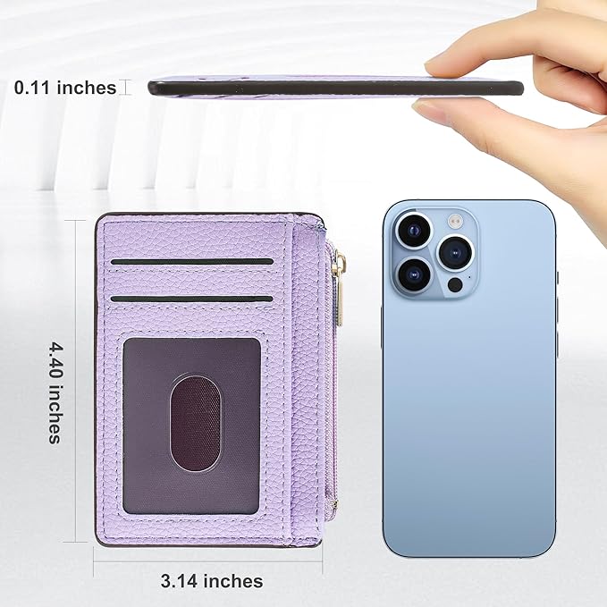 Tipmile Credit Card Holder for Women Slim Minimalist Front Pocket RFID Blocking Wallet Small Compact Card Case with ID Window, Lavender Purple