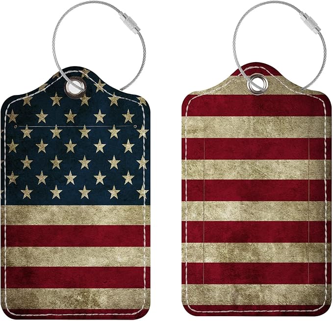 Luggage Tags for Suitcases, 2 Pack Cute PU Leather Suitcase Tag Identifiers TSA Approved with Stainless Steel Loop and Address Card for Baggage Tag for Cruise Airport Travel Essentials by Chelmon