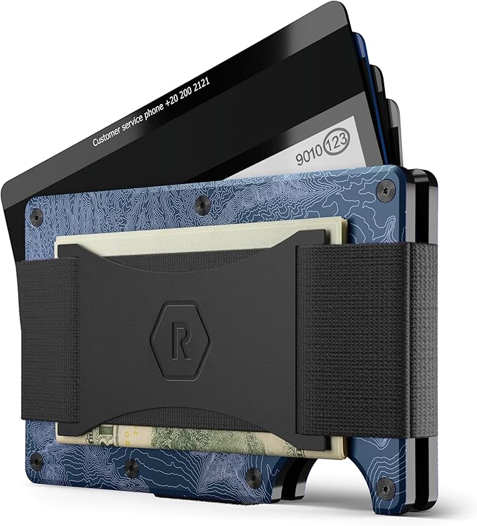 Ridge Wallet for Men - Slim Minimalist Compact Wallet and Card Holder, RFID Protected Front Pocket Wallets for Men with Integrated Cash Strap