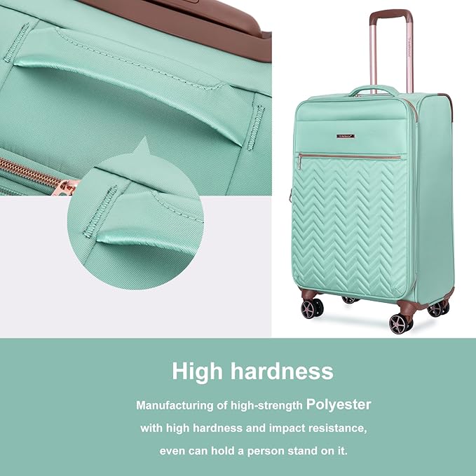 Travelhouse Luggage Set, Softside Suitcase 4-Piece (16/20/24/28), Expandable Lightweight Luggage Sets with Duffel Travel Bag,Suitcase with Double Spinner Wheels