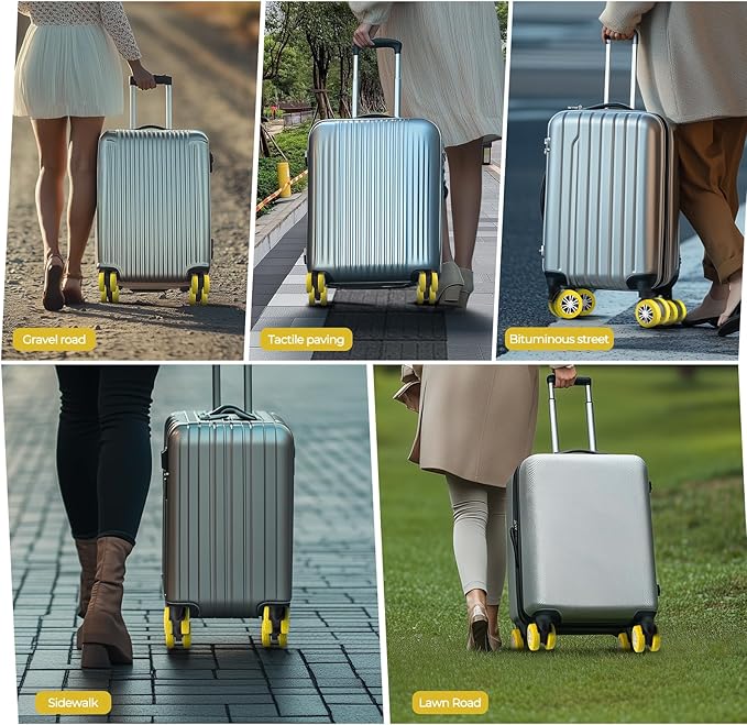 8 Pcs Upgrade Luggage Wheel Covers, Carry On Luggage Suitcases,Wear-Resistant, Anti-Noise, Silicone Wheel Protective Covers for 2-2.4" Spinner Wheel,Essential Travel Accessories (Yellow)