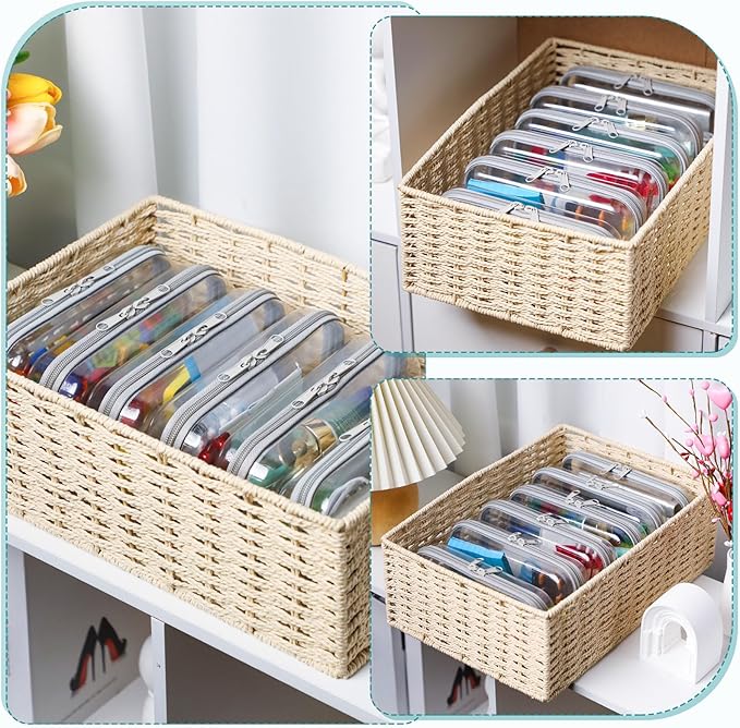 Sanwuta 6 Pcs Clear Hard Zipper Case Plastic Zipper Pouches Transparent Makeup Bag Pencil Case Pouches Toiletry Diaper Bag for Travel Toy Storage Organizer Bins(Gray,7.48 x 3.94 x 2 Inch)