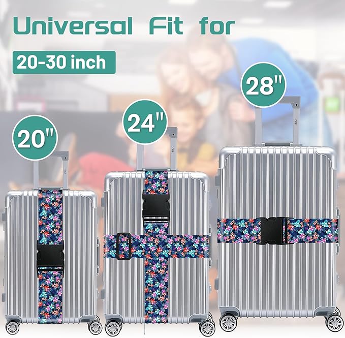 Slohif Luggage Straps for Suitcases Travel Belt Accessories Luggage Connector Identifiers 2 Pack Over Handle with Buckle Unique Nylon Adjustable Strap for Sleeping Bag Car Seat Floral