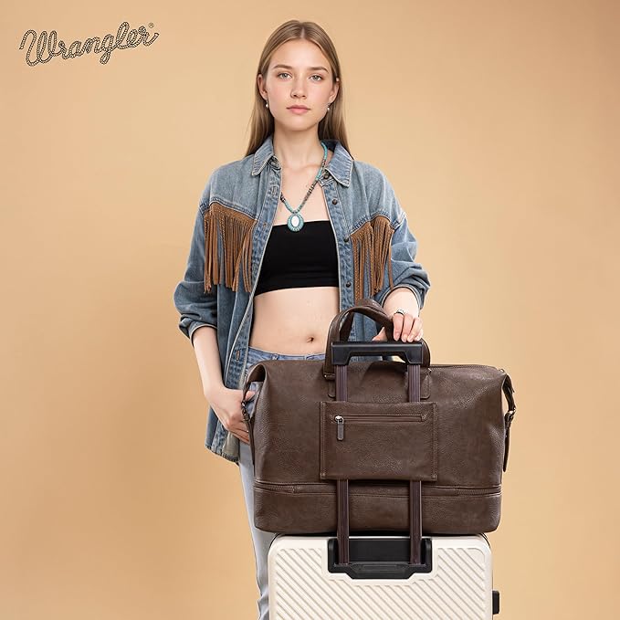 Wrangler Travel Duffel Bag Carry On Overnight Bag with Shoe Compartment Weekender Bag for Women WG253-5110CF