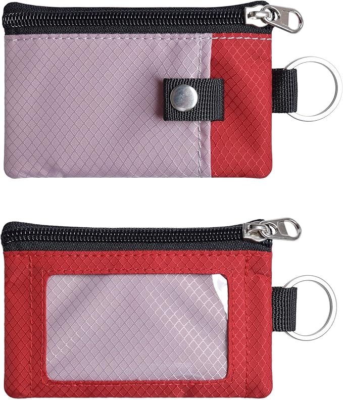 CHENSPRX Minimalist RFID Blocking Small Wallet with ID Window,WaterResistant Zip Id Case Wallet with Lanyard Keychain for Cards,Cash,Travel,Women,Men