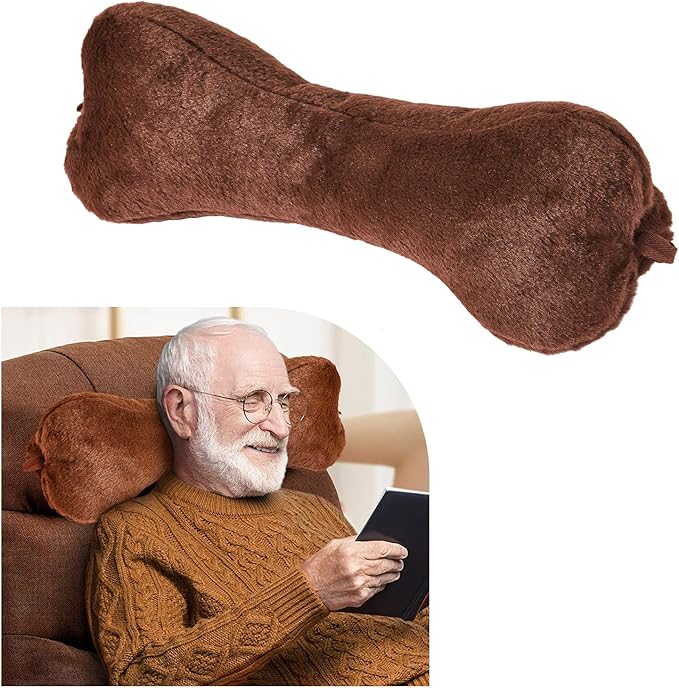 Head Pillow for Recliner Chair，for Sofa, Recliner Neck Pillow, Bone Couch Neck Pillow (Brown)