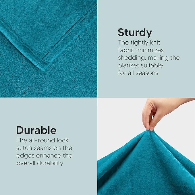 Utopia Bedding Fleece Blanket Throw Size Turquoise 300GSM Luxury Anti-Static Fuzzy Soft Microfiber Blanket for Couch, Sofa and Bed (50x60 Inch)