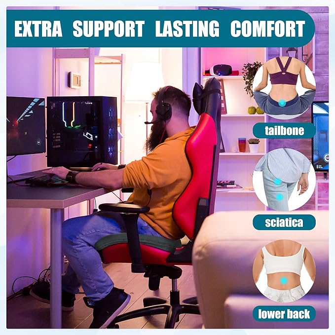 BALAPET Ultra Soft Gaming Chair Cushion for Long Sitting Gamers,Tailbone Pain Reduce Cushion for Office Chair(Gray)