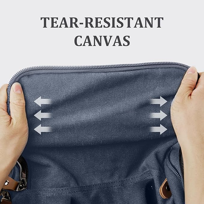 Gonex Canvas Duffle Bag for Travel 50L Expandable Duffel Weekend Overnight Bag (Denim Blue)
