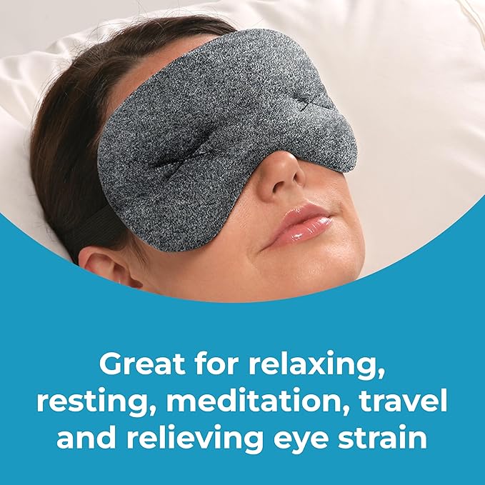 Brownmed Eye Pillow - Compression Eye Mask for Headache Support - Soothes Strain - Eases Sinus Pressure - Cooling - Universal Fit - Breathable Cotton - Washable & Reusable - Grey