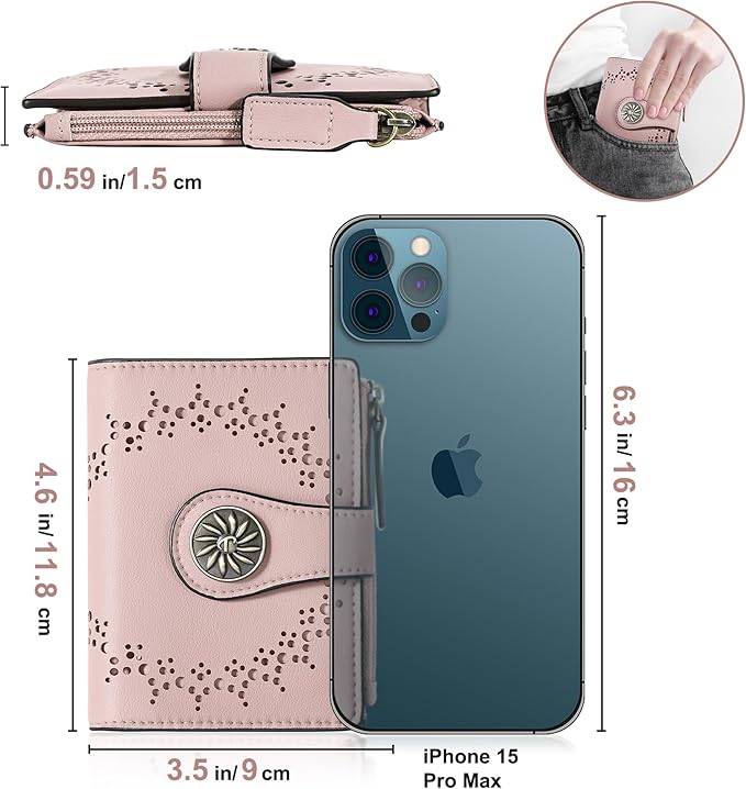 Tipmile Small Wallet for Women Bifold RFID Blocking Card Holder Leather Wallets with Zipper Coin Pocket