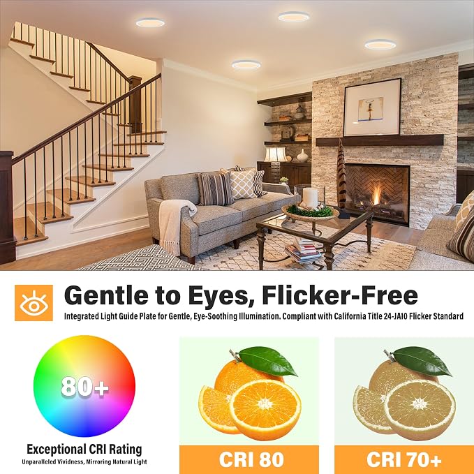 ETL 7 inch LED Flush Mount Ceiling Light Dimmable,Ultra Slim Round Flat Ceiling Lights 2700K/3000K/3500K/4000K/5000K,Modern Ceiling Lamp for Closet,Kitchen,Bathroom 7inch-16 Pack(White-5CCT)