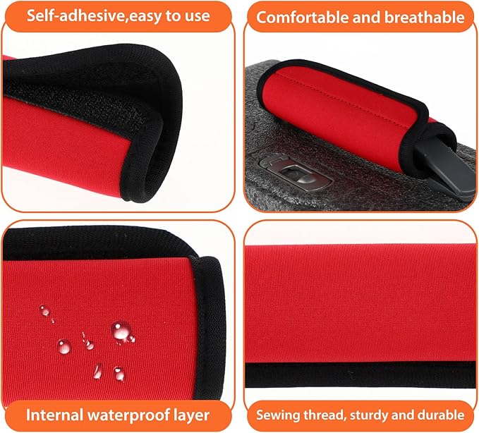 2 Pack Luggage Handle Wraps for Suitcase, Bright Color Comfort Soft Handle Covers Suitcase Luggage Handle Wrap Luggage Tag Wraps Travel Accessories (Red)